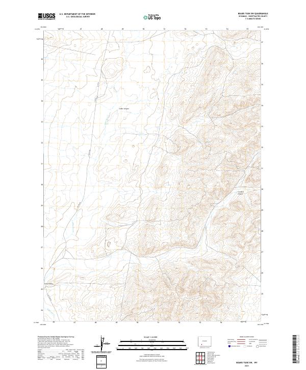 US Topo 7.5-minute map for Boars Tusk SW WY