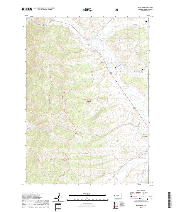 USGS US Topo 7.5-minute map for Bondurant WY 2021