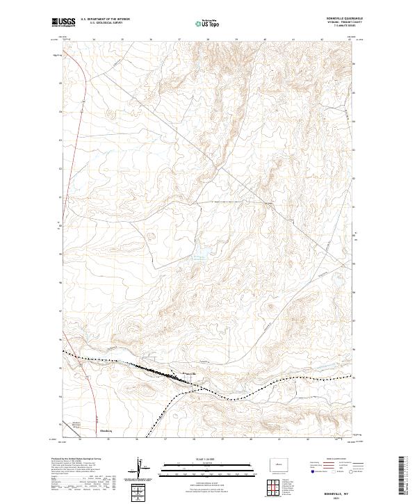 USGS US Topo 7.5-minute map for Bonneville WY 2021