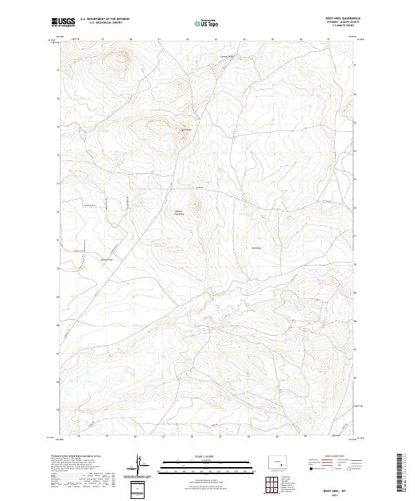 USGS US Topo 7.5-minute map for Boot Heel WY 2021