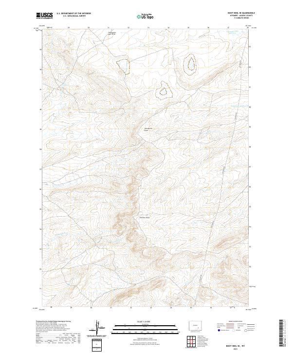 USGS US Topo 7.5-minute map for Boot Heel SE WY 2021