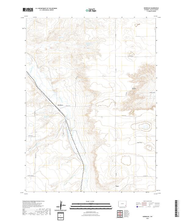 USGS US Topo 7.5-minute map for Bordeaux WY 2021