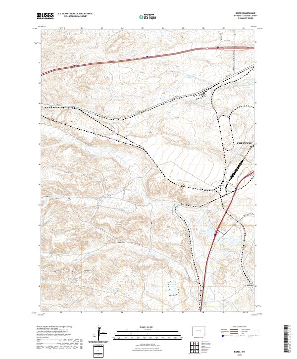 USGS US Topo 7.5-minute map for Borie WY 2021