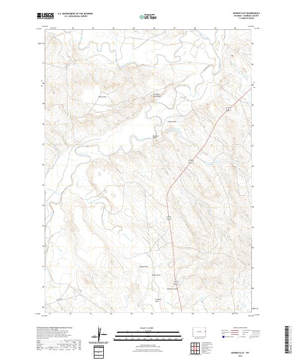 USGS US Topo 7.5-minute map for Bowen Flat WY 2021