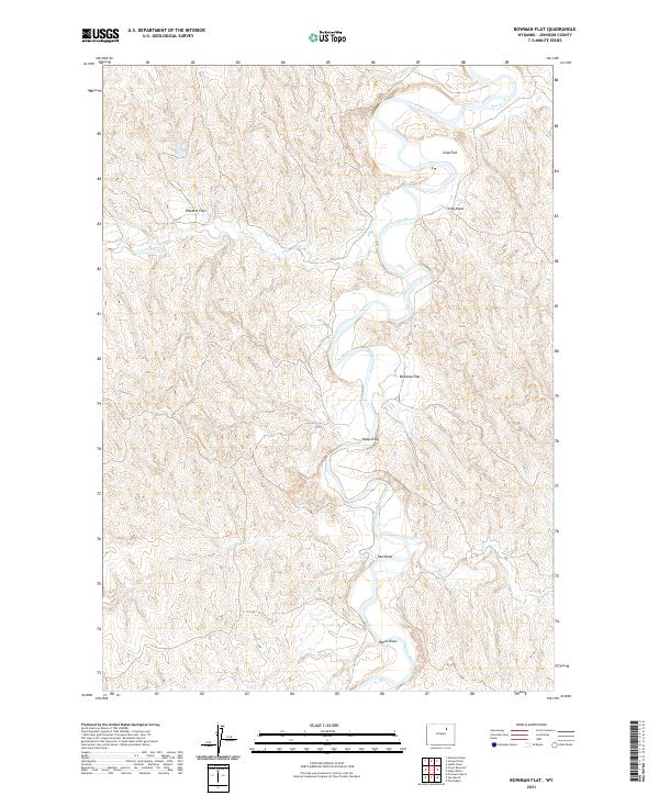 USGS US Topo 7.5-minute map for Bowman Flat WY 2021