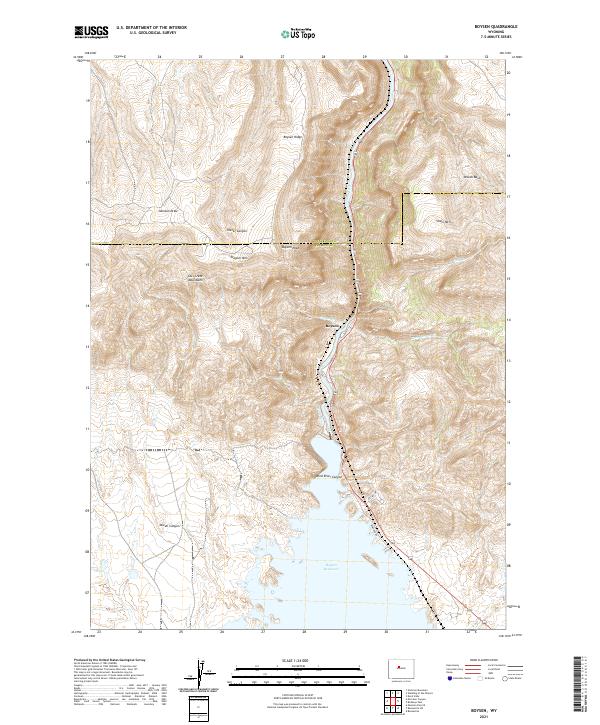 USGS US Topo 7.5-minute map for Boysen WY 2021