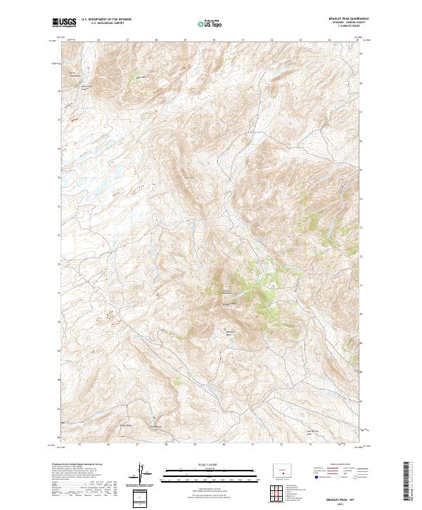 USGS US Topo 7.5-minute map for Bradley Peak WY 2021