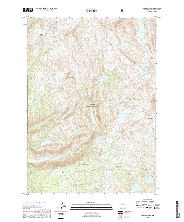 USGS US Topo 7.5-minute map for Bridger Lakes WY 2021