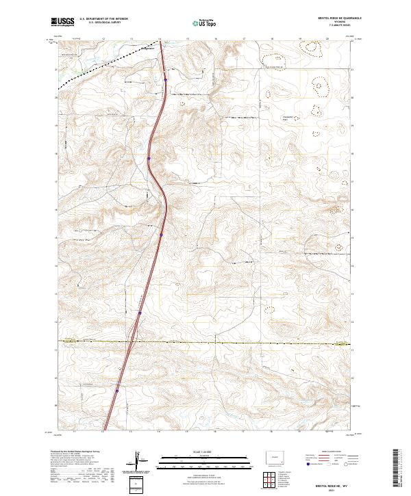 USGS US Topo 7.5-minute map for Bristol Ridge NE WY 2021