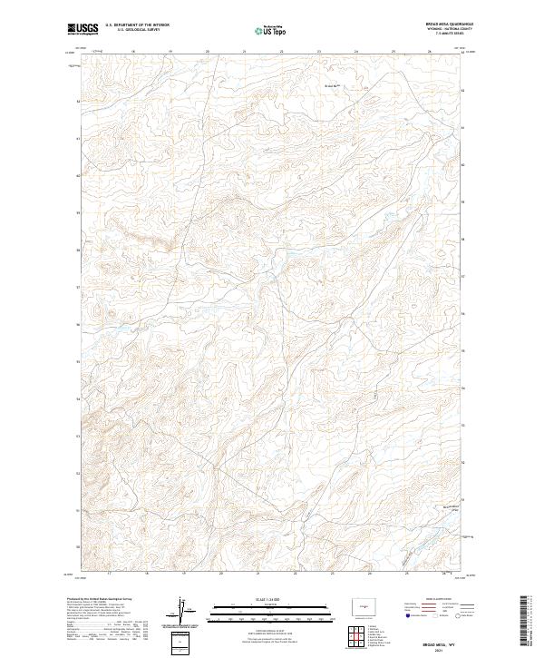 USGS US Topo 7.5-minute map for Broad Mesa WY 2021