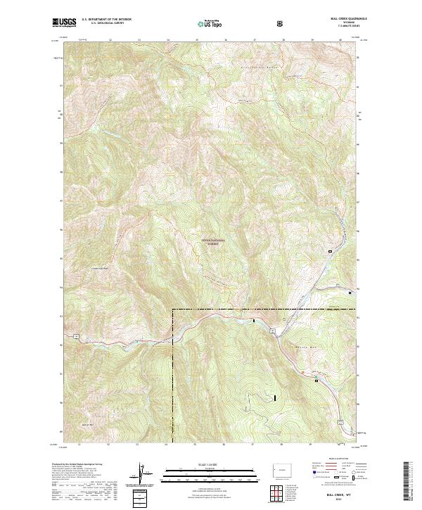 USGS US Topo 7.5-minute map for Bull Creek WY 2021