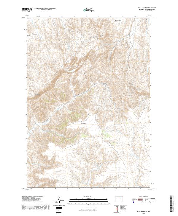 USGS US Topo 7.5-minute map for Bull Mountain WY 2021