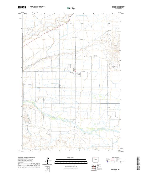 USGS US Topo 7.5-minute map for Burlington WY 2021