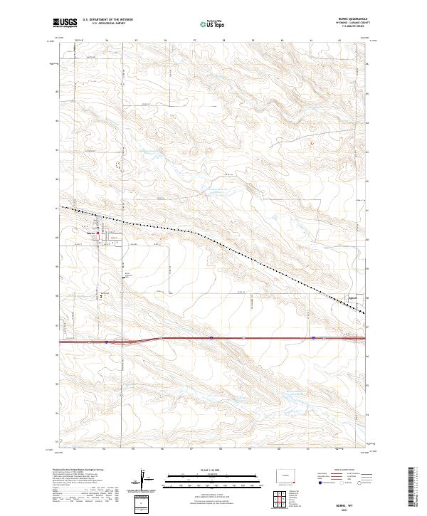 USGS US Topo 7.5-minute map for Burns WY 2021