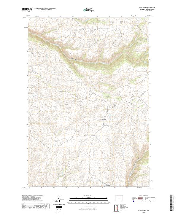 USGS US Topo 7.5-minute map for Bush Butte WY 2021