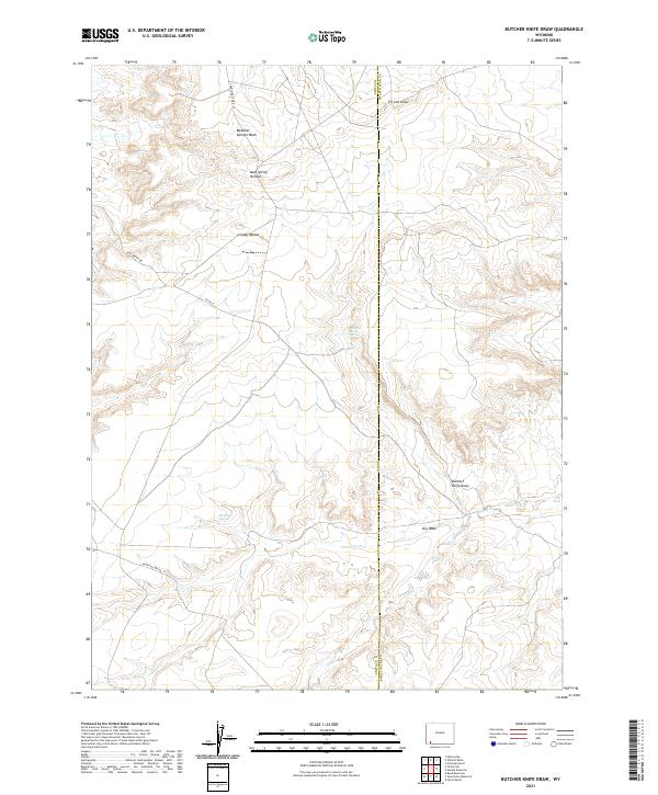 USGS US Topo 7.5-minute map for Butcher Knife Draw WY 2021