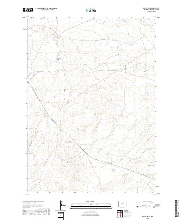 USGS US Topo 7.5-minute map for Butte Well WY 2021