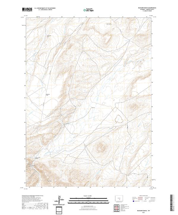 USGS US Topo 7.5-minute map for Buzzard Ranch WY 2021