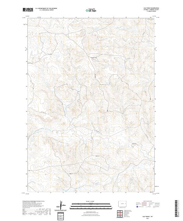 USGS US Topo 7.5-minute map for Calf Draw WY 2021