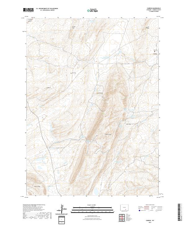 USGS US Topo 7.5-minute map for Carbon WY 2021