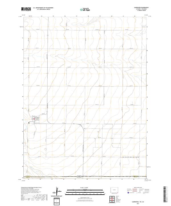 USGS US Topo 7.5-minute map for Carpenter WYCO 2021