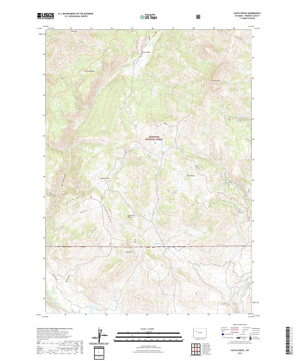 USGS US Topo 7.5-minute map for Castle Rock WY 2021