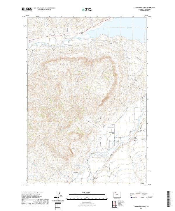 USGS US Topo 7.5-minute map for Castle Rock Creek WY 2021