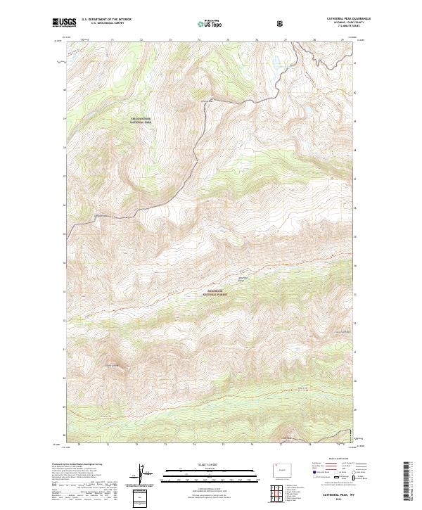 USGS US Topo 7.5-minute map for Cathedral Peak WY 2021