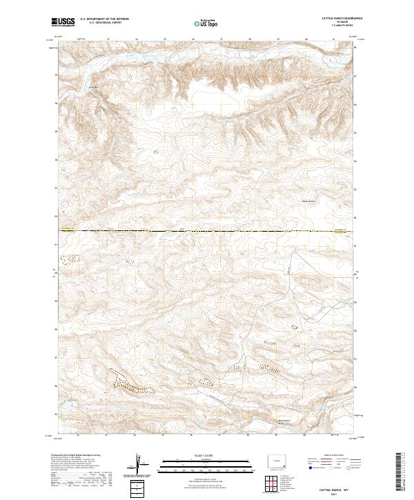 USGS US Topo 7.5-minute map for Cattail Ranch WY 2021