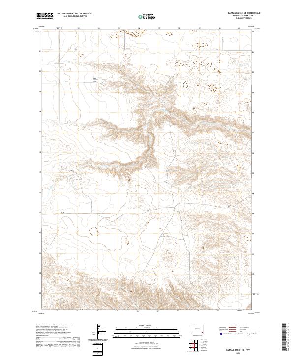 USGS US Topo 7.5-minute map for Cattail Ranch NE WY 2021