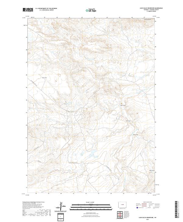 USGS US Topo 7.5-minute map for Cave Gulch Reservoir WY 2021