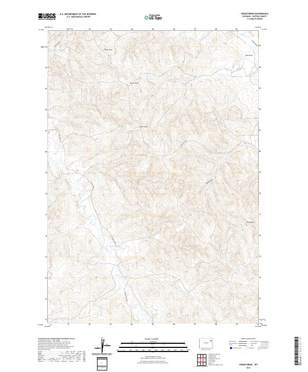 USGS US Topo 7.5-minute map for Cedar Draw WY 2021