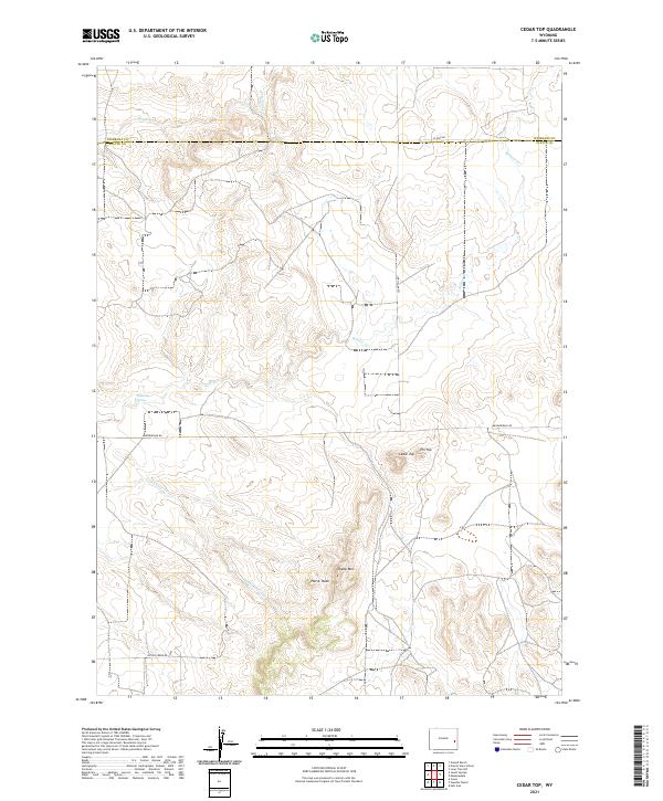 USGS US Topo 7.5-minute map for Cedar Top WY 2021