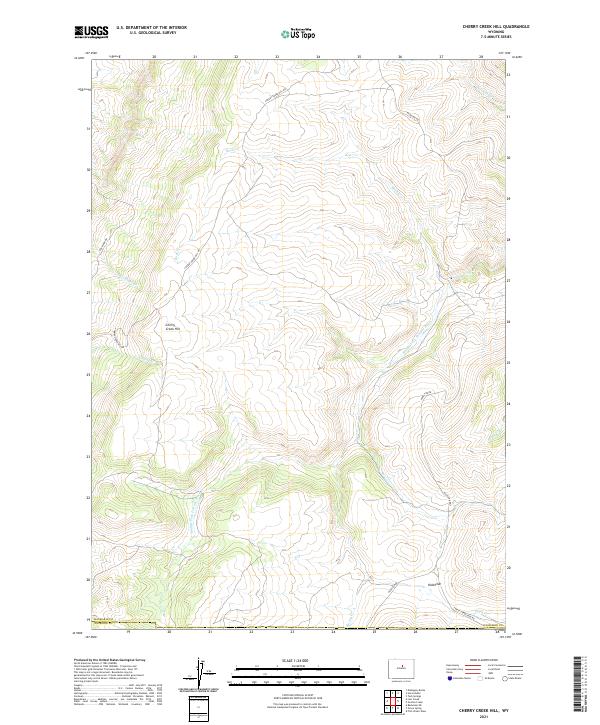 USGS US Topo 7.5-minute map for Cherry Creek Hill WY 2021