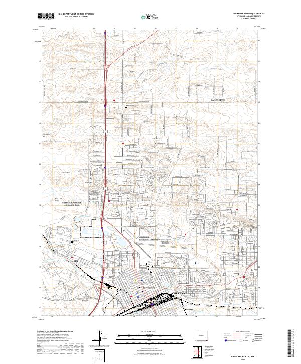 USGS US Topo 7.5-minute map for Cheyenne North WY 2021