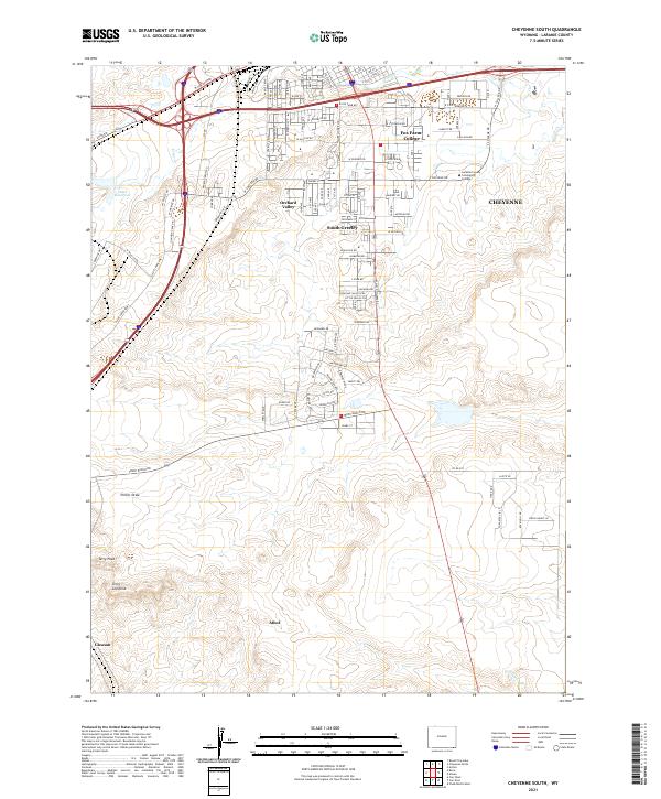 USGS US Topo 7.5-minute map for Cheyenne South WY 2021