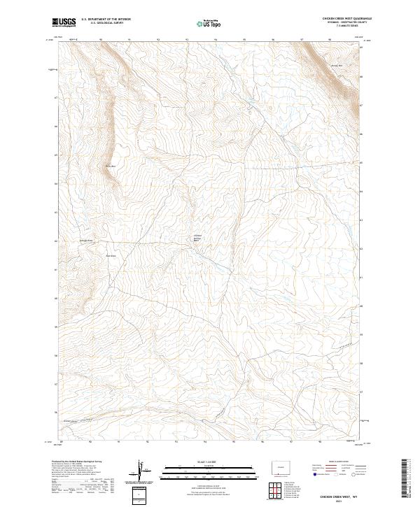 USGS US Topo 7.5-minute map for Chicken Creek West WY 2021