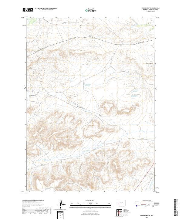 USGS US Topo 7.5-minute map for Chimney Butte WY 2021