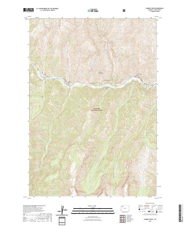 USGS US Topo 7.5-minute map for Chimney Rock WY 2021