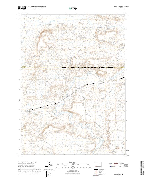 USGS US Topo 7.5-minute map for Church Butte WY 2021