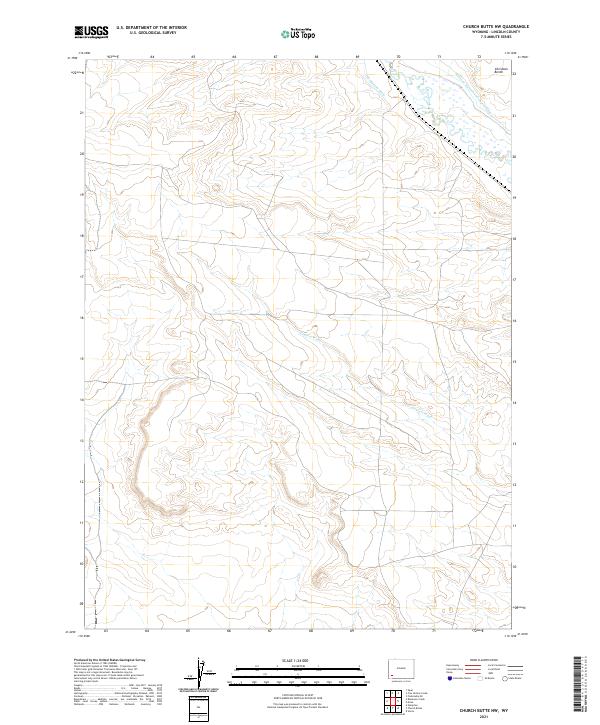 USGS US Topo 7.5-minute map for Church Butte NW WY 2021