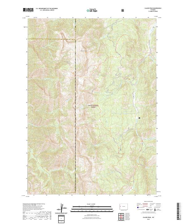 USGS US Topo 7.5-minute map for Clause Peak WY 2021