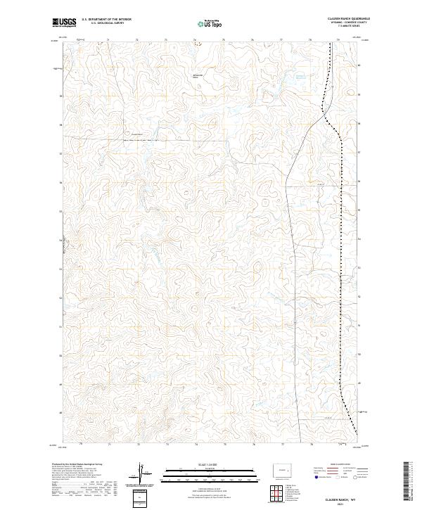 USGS US Topo 7.5-minute map for Clausen Ranch WY 2021