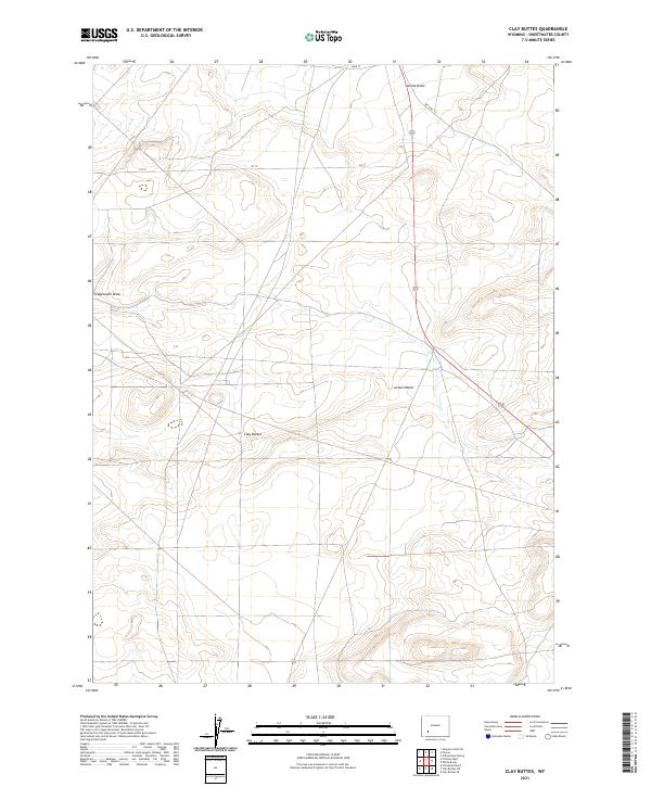 USGS US Topo 7.5-minute map for Clay Buttes WY 2021