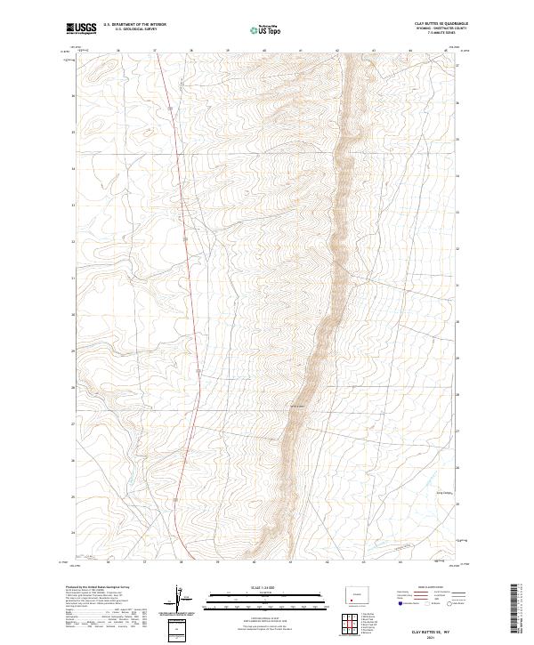 USGS US Topo 7.5-minute map for Clay Buttes SE WY 2021