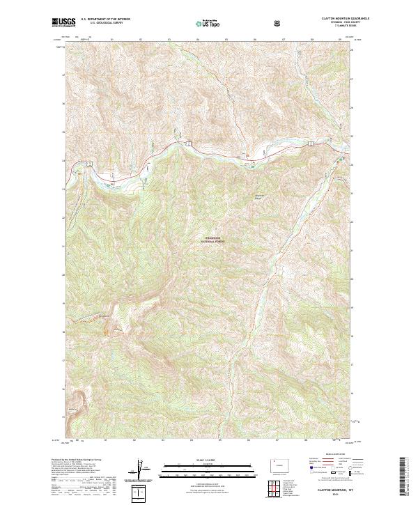 USGS US Topo 7.5-minute map for Clayton Mountain WY 2021