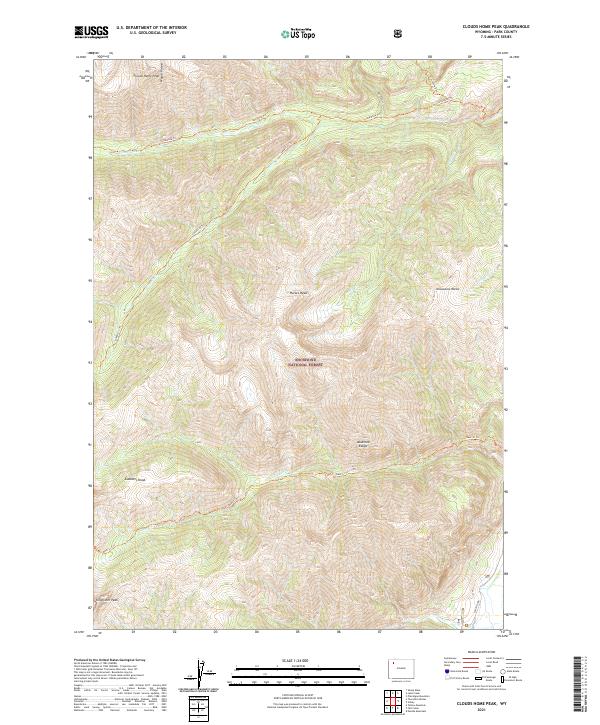 USGS US Topo 7.5-minute map for Clouds Home Peak WY 2021