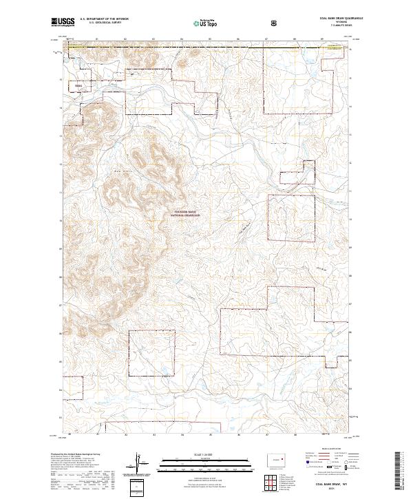 USGS US Topo 7.5-minute map for Coal Bank Draw WY 2021