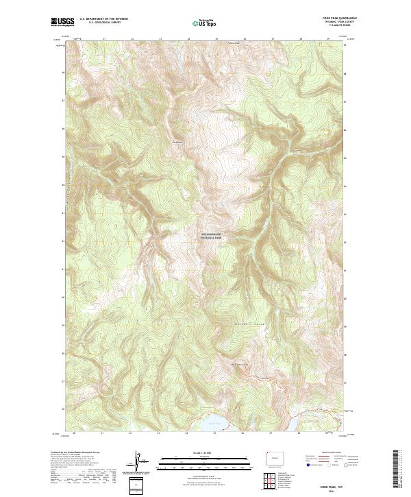 USGS US Topo 7.5-minute map for Cook Peak WY 2021