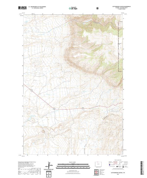 USGS US Topo 7.5-minute map for Cottonwood Canyon WY 2021